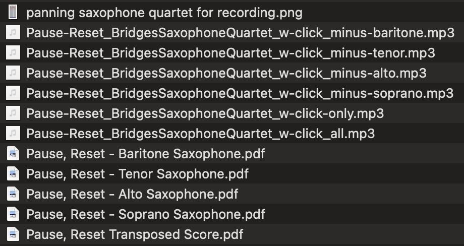 "Pause, Reset" for Saxophone Quartet